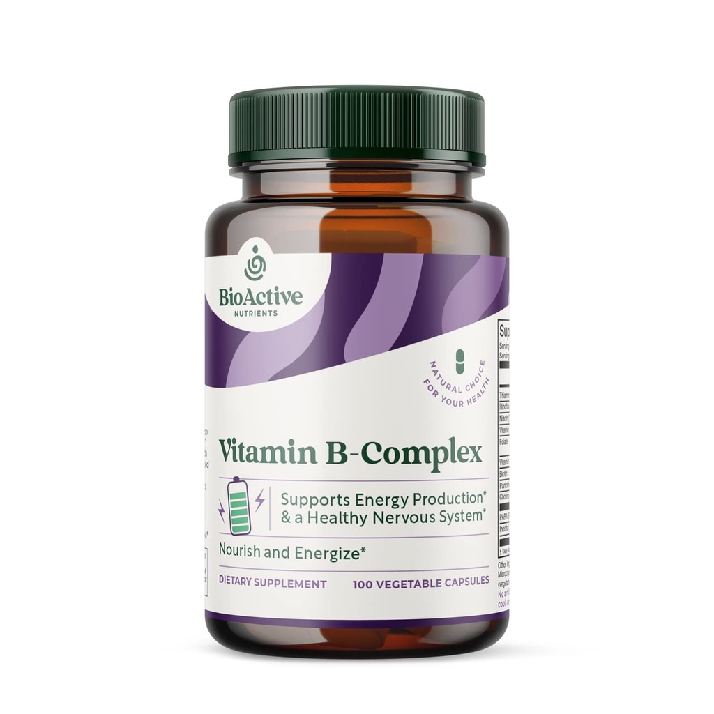 BIOACTIVE NUTRIENTS Vitamin B Complex Dietary Suplement - 100 Vegetable Capsules - untuk Overall Health