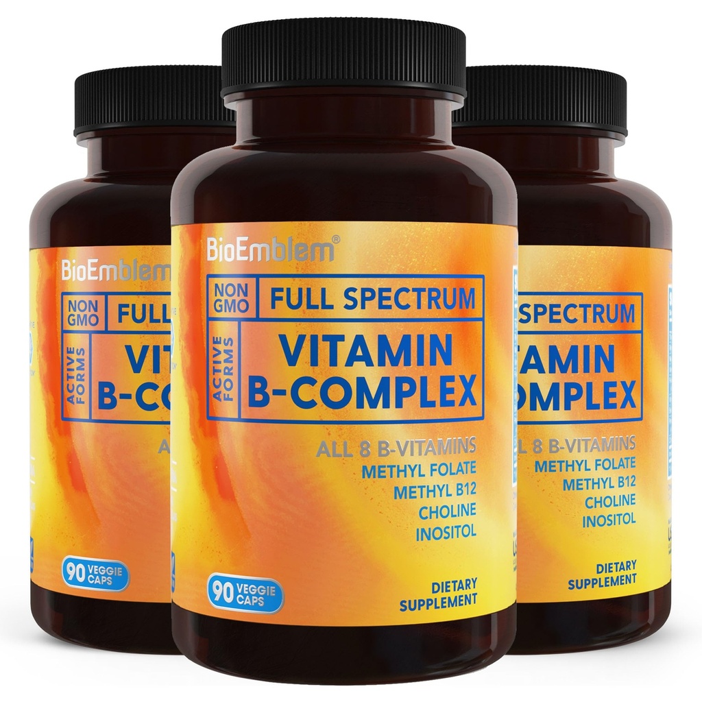 Kompleks BioEmblem B Vitamin 124; Lengkap B-Vitamin Formula dengan Metode Aktif Forms 124; Pendukung Energi, Kejelasan Mental & Imune Kesehatan 124- GMO, Vegan, Soy-Free, Gluten- Free Option 124; 270 Capsules