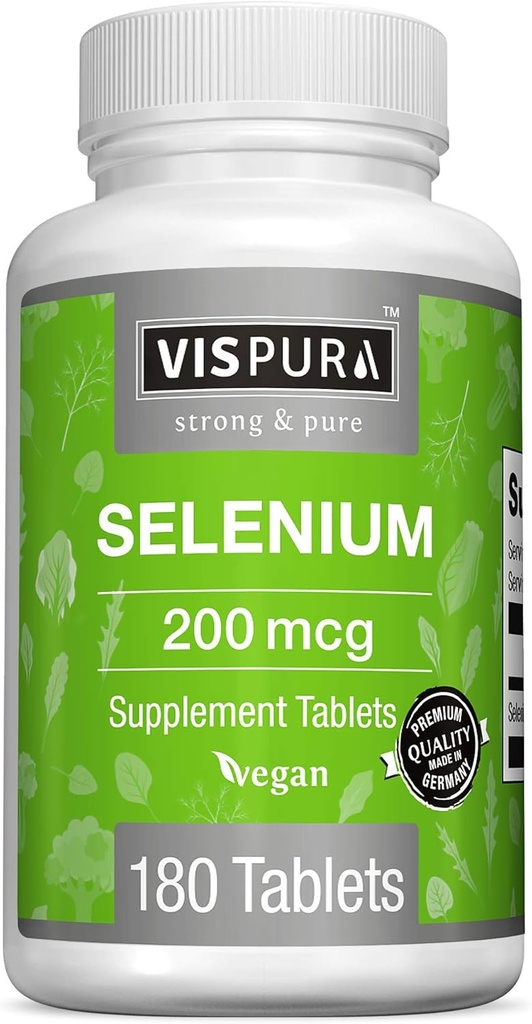 Selenium 200 mcg Tambahan, 180 Vegan Tablet untuk Sistem Imune, Thyroid, Prostate and Heart Health *, Organik, Natural & Gluten Free Trace Mineral Without Additives