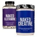 NASked Pure Micronized Creatine Monohydrate 200 Servis + Pure L- Glutamine 240 Bundle: Vegan, Non-GMO, Gluten Free. Tidak ada Buatan