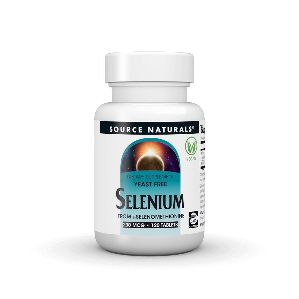 Sumber Yast Free Selenium, dari I-Selenomethionine, Non-GMO Validated, 200 mcg - 120 Tablets Vegan