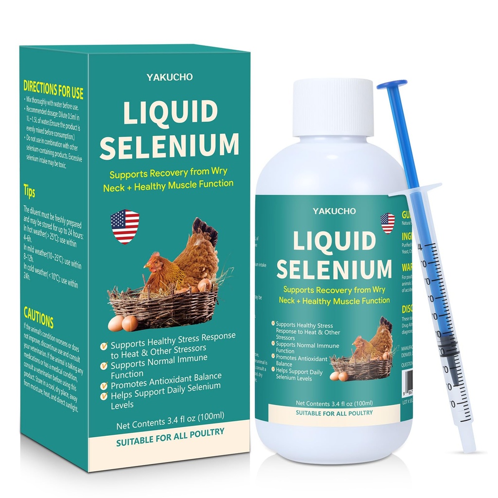 Liquid Selenium untuk Poultry Supports Muscle Function Stress Response Immune Balance Antioksidant Dukung untuk All Poultry 3.4 lf oz