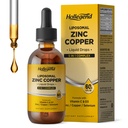 Lipomal Zinc Copper Liquid Drops, 50mg Zinc Picolinate dengan Copper, Selenium, Vitamin C & D3 untuk Dukungan Imune & Thyroid, Pendukung Mineral Penghibur Penghibur untuk Pria & Perempuan, Blueberry, 2 Fl Oz