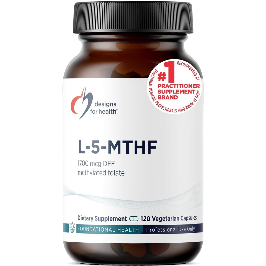 Design untuk Health L 5- MTHF - Quatrefolic L Methylfolat 1mg (1700mcg DFE) - Metholated Freak Suplemen Perempuan & Men - Support Methylation - Non-GMO, Gluten Free (120 Capsules)