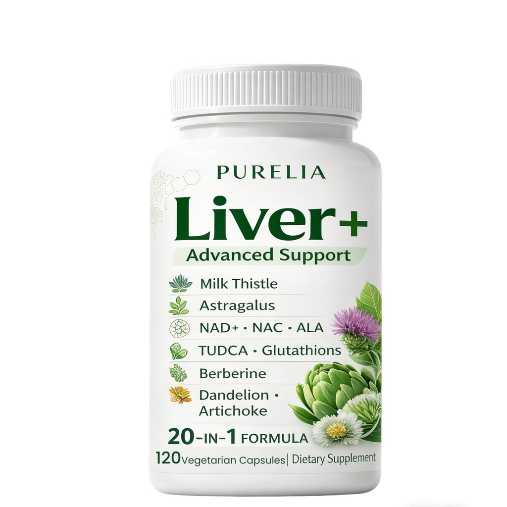 Liver Advanced +, 120 Veggie Capsules 124; 20-in- 1 Complex with Milk Thistle, Dandelion, NAD, NAC, ALA, TUDCA, Glutathione, Artichoke, Turmeric, & Astragalus 124; Non-GMO, Gluten Free