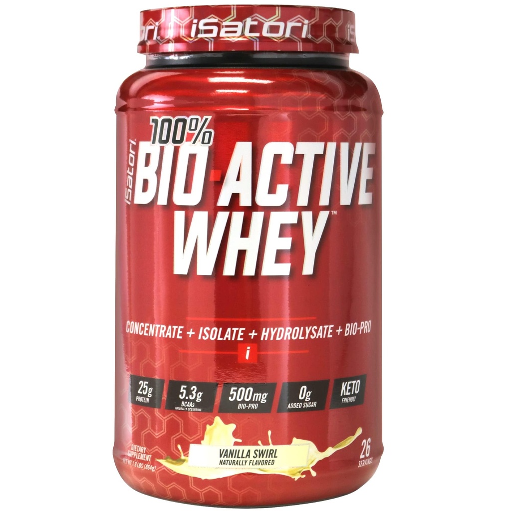 iSatori 100% Bio- Active Whey Protein Powder, Muscle Growth & Recovery with Whey Isolate, Hydrolysate, Konsentrat, BCAAs & Colostrum Peptides, 25g of Protein Per Serving - Vanilla Swirl (26 Pelayan)