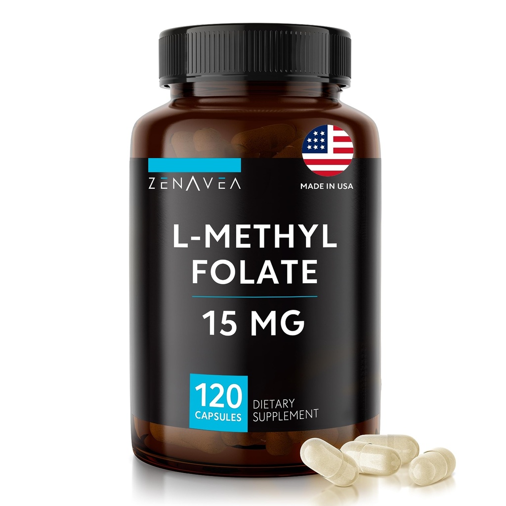 L- Methylfolat 15mg - L MethyLFIease Suplement, 5- MTHF for Folic Acid Deficiency - Max Absorpsi dan Potency - methylfolate 15 mg - Methyl folat 15 mg - 120 Vegan Capsules, Non-GMO GMO Bebas