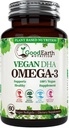 Algal Oil - Vegan DHA Omega 3 Suplemen Minyak Ikan - Brain Booster, Suplemen & Prenatal Vitamin -Menyediakan Jantung Kesehatan & Imune Dukungan - Dibakar Alga - 60 Mini Fish Softgels