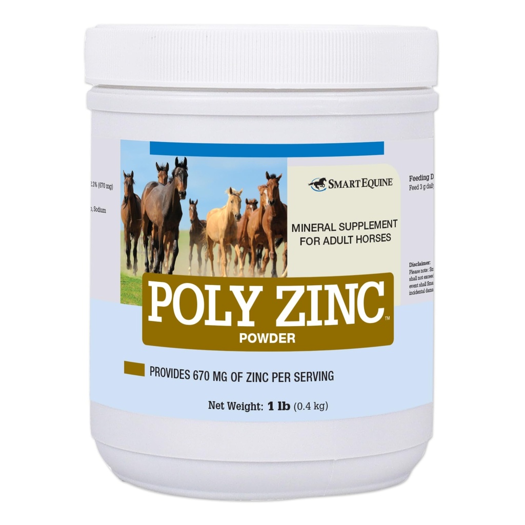 SmartEquine Poly Zinc Powder 124; Zinc Suplemen untuk Kuda 124; Hoof Care Vitamin dan Mineral 124; Support Bone dan Hoof Wellness 124; Equine Skin Coat Suplemen 124; 1 lb
