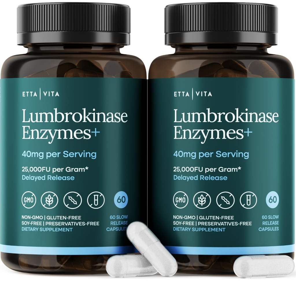 Scan Lumbrokinase Supplement (120 pelayan) 40mg / Serving (Max Activity - 800.000 Units) - Lumbrokinase Enzymes Kapsules for Energy Dubble, Cognition & Gut Health - mirip dengan Nattokinase