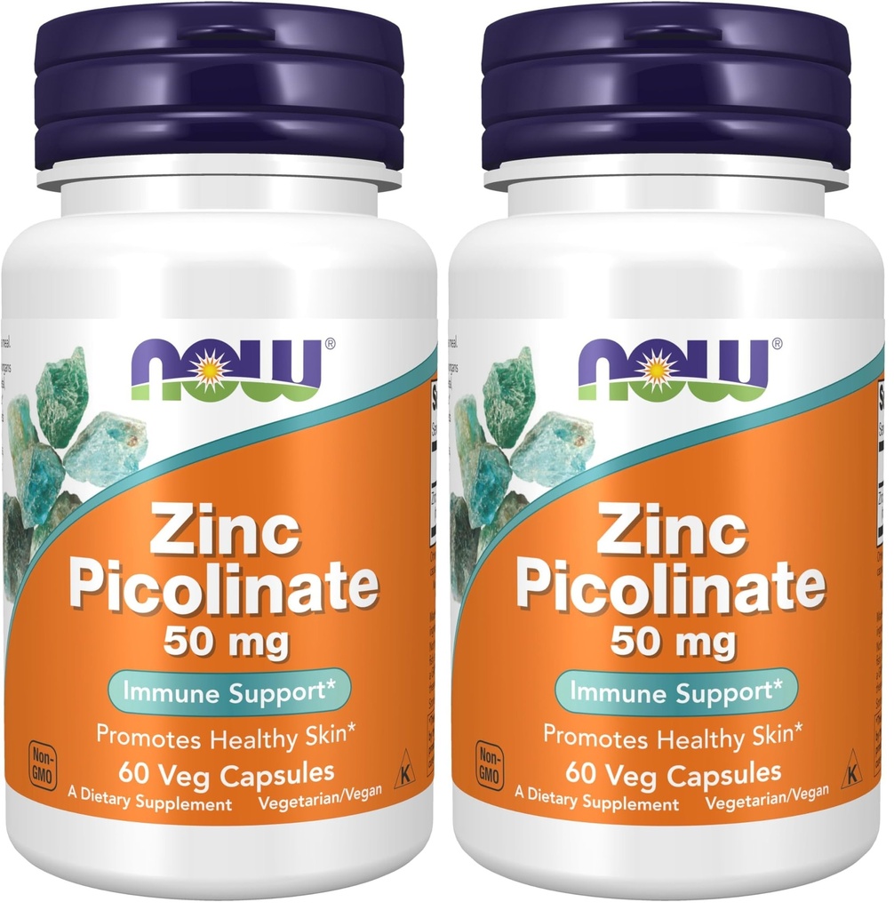 Suplemen SEKARANG, Zinc Picolinate 50 mg, Support Enzyme Functions *, Imune Dukungan *, 60 Veg Capsules (Paket 2)