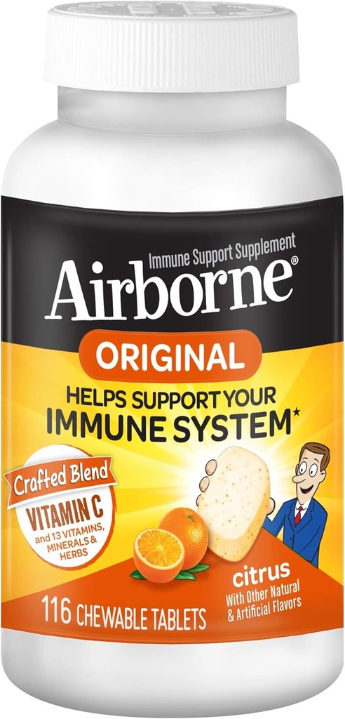 Airborne 1000mg Vitamin C + Zinc Imune Supplication Suppport (3 Pack)