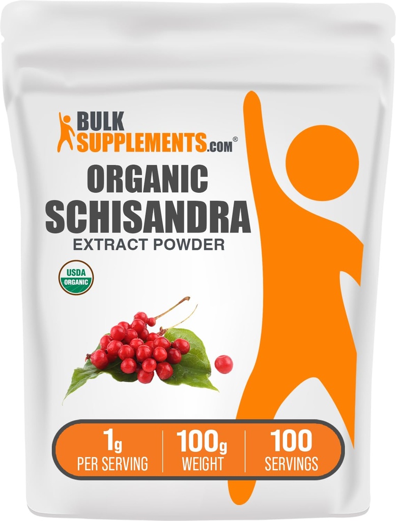 BulkSuplements.com Organic Schisandra Extract Powder - Schisandra Suplemen, Schisandra Berries, Herbal Supplement - Gluten per Serving, 100g (3.5 oz) (Paket 1)