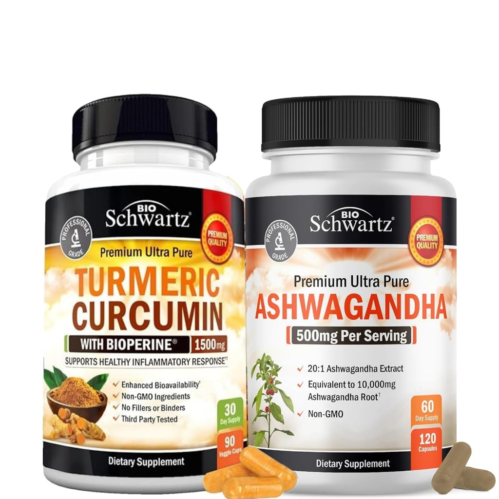 Ekstra Kekuatan Ashwagandha Kapsul (2 Bulan Suply) Ditambah Curcumin Turmeric dengan Pepper Hitam Ekstrak Kompleks 1500mg (Ukuran Trial)