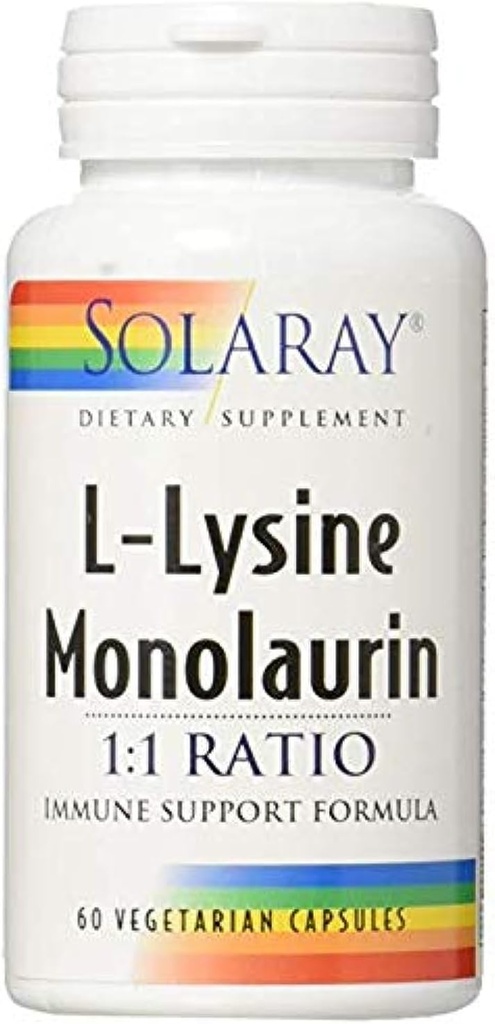 Solaray L-Lysine Monolaurin 1: 1 Rasio, 60 Capsules (2 Pack)