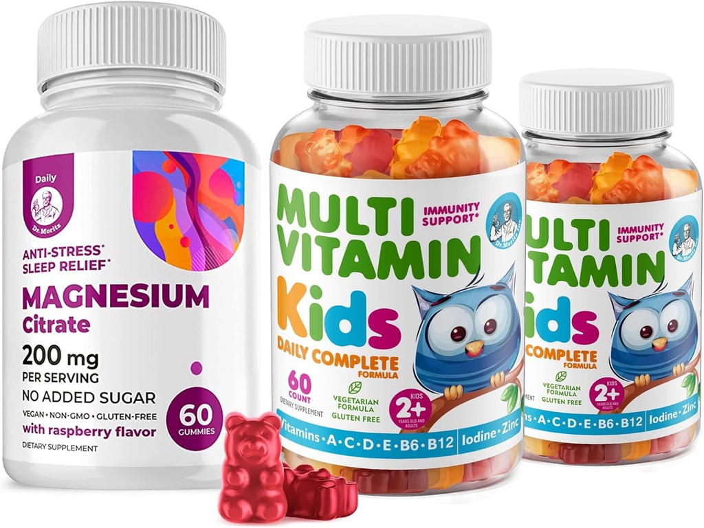 Anak-anak Multivitamin Gummies 14 Estium Vitamin and Magnesium Gummies Sugar- Free - Daily Magnesium Calm Chews for Kids & Dewasa