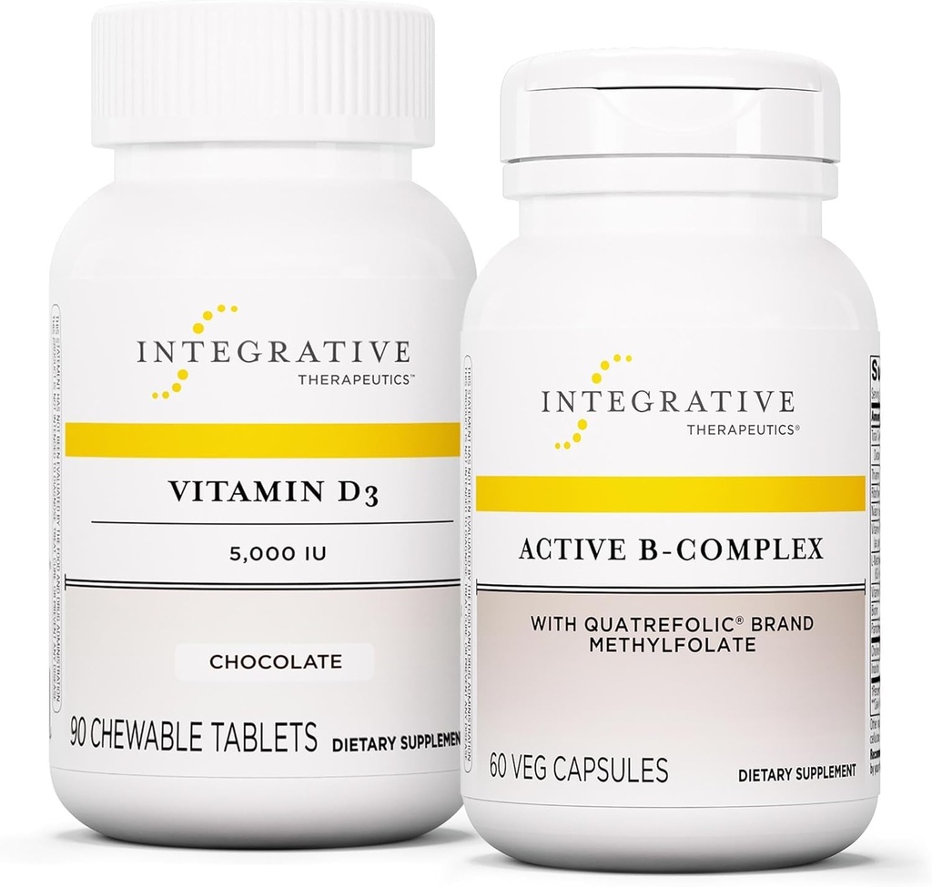 Terpadu Therapeutics Bundle dengan Penyelesaian B- Aktif 60 Capsules & Vitamin D3 125 Mcg, 90 Chewables - Aktif B-Complex untuk Mendukung Energi Metabolisme * - Vitamin D3 untuk Mendukung Kesehatan Tulang *