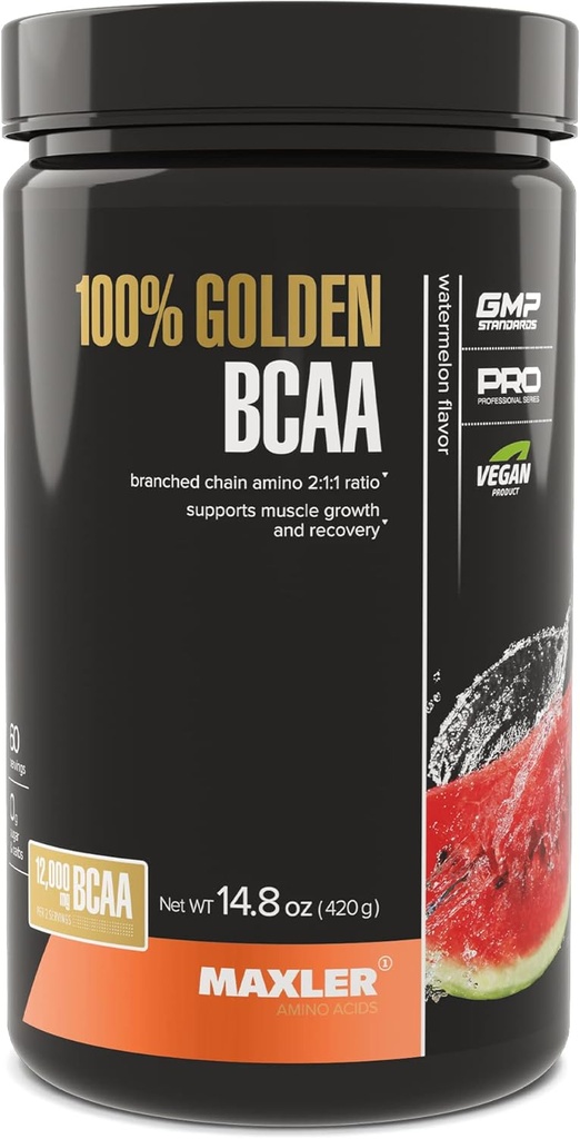 Maxler 100% Powder BCAA Emas - Intra & Post Pemulihan Kerja Untuk Pemulihan Otot Akselerasi & Lean Muscle Perkembangan - 6 g Vegan BCAas Acids - 60 Servis-Semangka