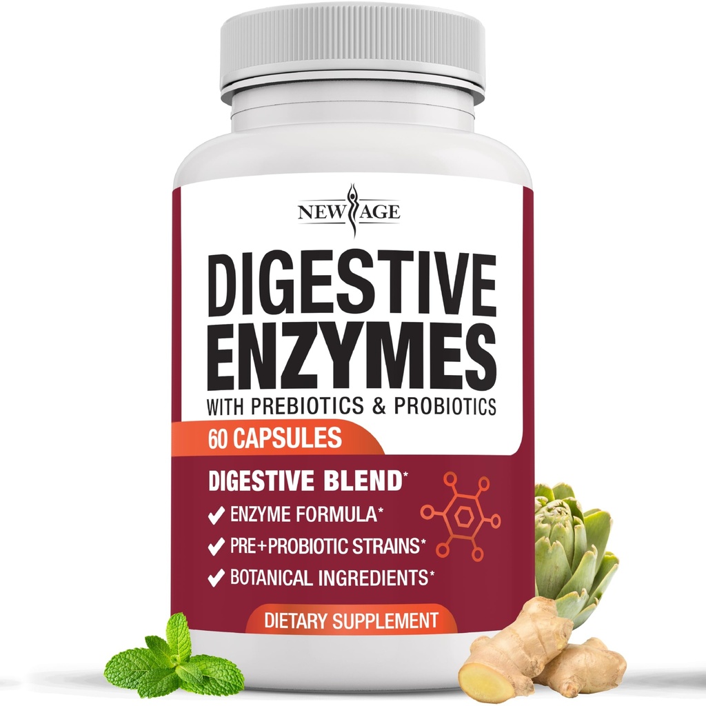 Enzyme Digetical Baru untuk Kesehatan Gut - Probiotic Multi Enzymes dengan Pregities dan Progres dengan Lipase for Women dan Men for Digetical Health, Daily Enzymes for Ditraffic - 60 Count