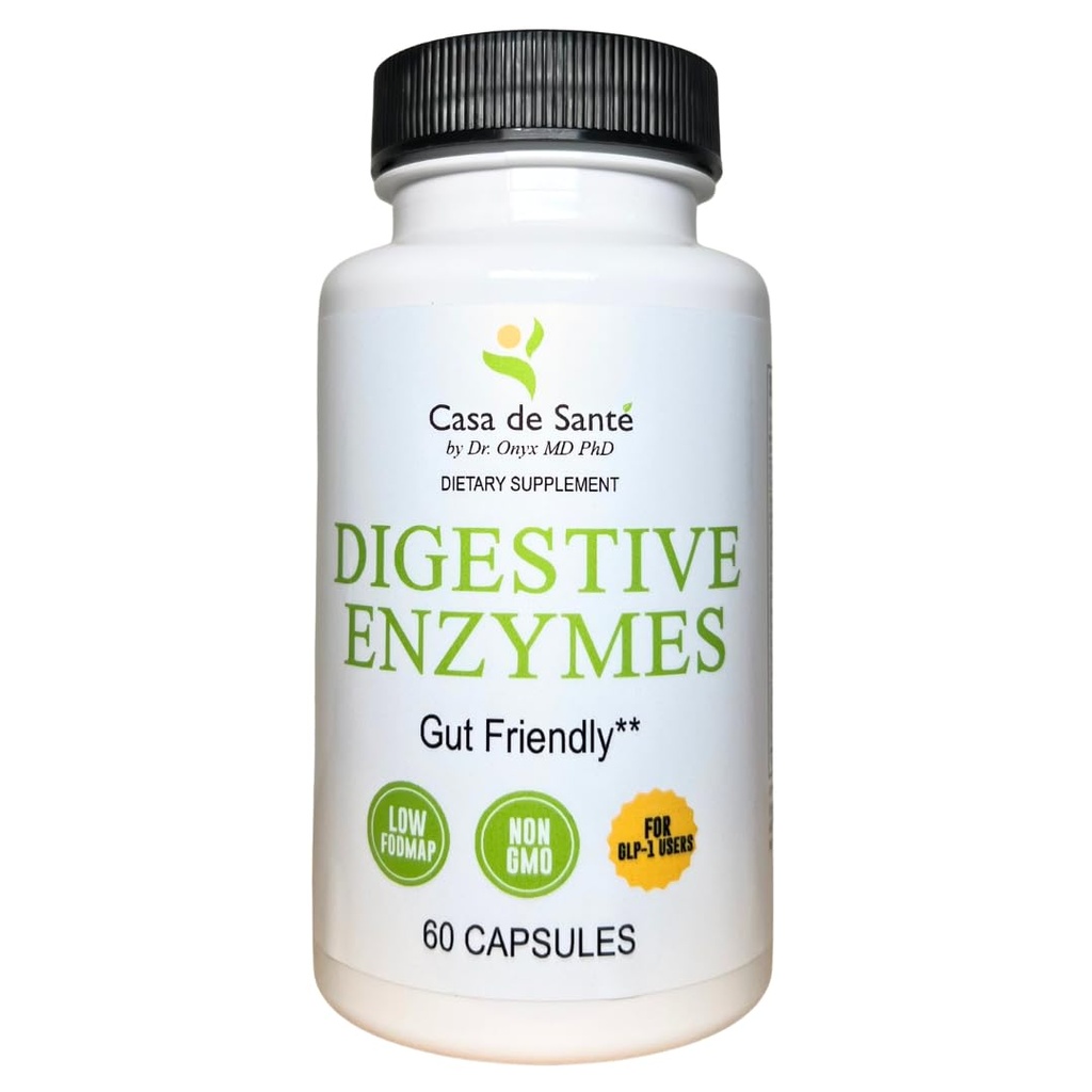 Casa de Sante FODMAP Digeptical Enzymes, No High Inulin, Keto Carnivore Intoleransi Dukungan, 18 Multi Enzytame Amylase Brimelain Lipase Lactase Protease Papiin Alpha galactoxidase, More - Tidak ada GMO