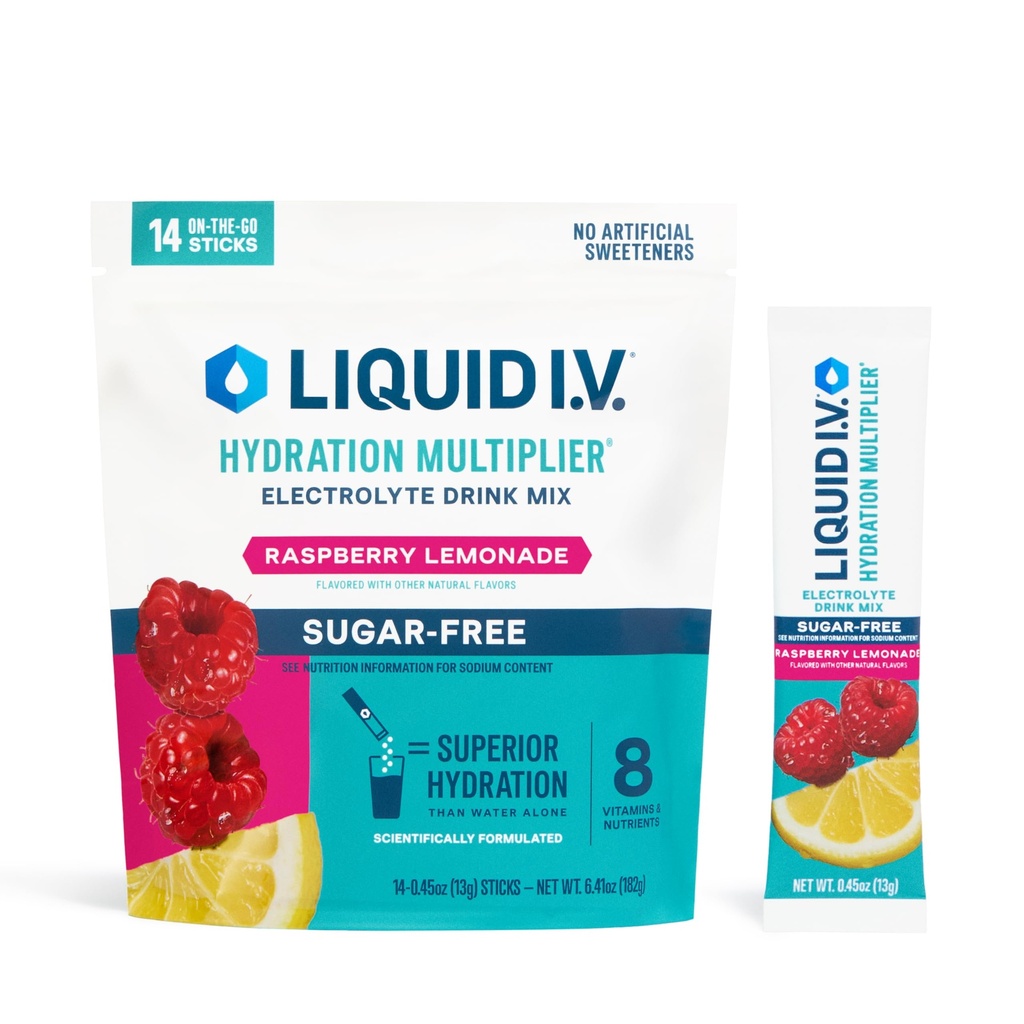 I.V. £Hydration Multiplier Sugar- Free - Raspberry Lemonade 124; Electrolite Powder Drink Mix 126; 1 Pack (14 Servings)