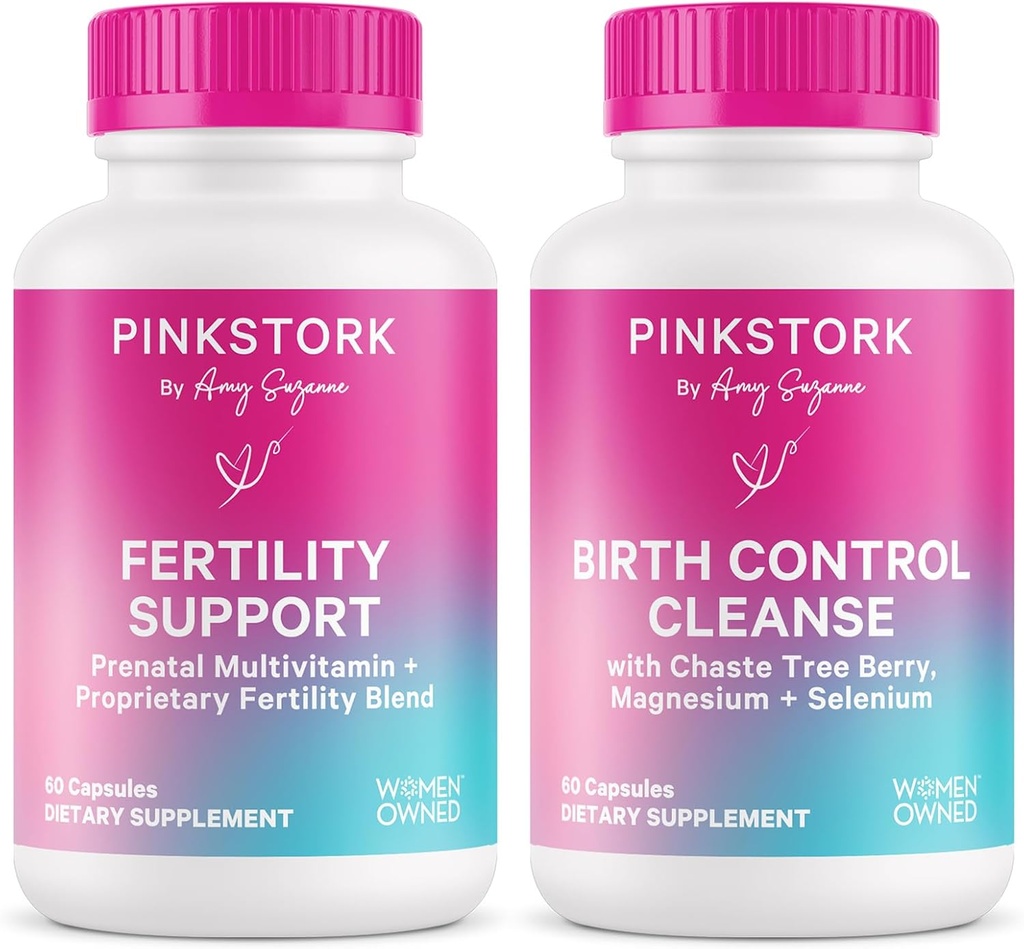 Pink Stork Prep & Fertility Dukung - Vitex, Inositol, Membusuk - Kontrol Kelahiran Cleanse - 2 Pack