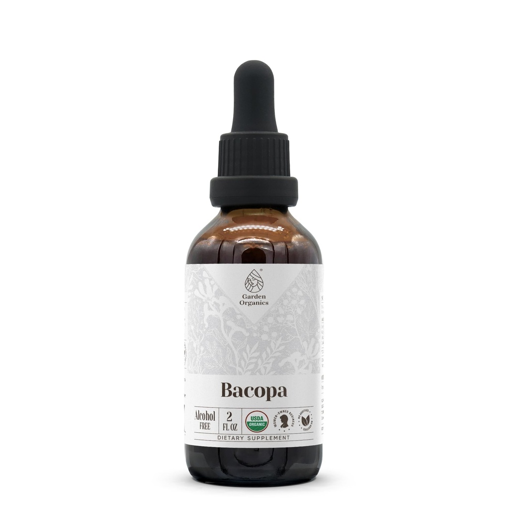 Basopa USDA Organik 124; Alcohol- Extract bebas, Organic Herbal Drops, Suplemen, Relaxation, Efek Kognitive Positif 124; Tincture Dibuat dari 100% Organik Bacopa (Bacopa Monnieri) Dry Herb 2 oz