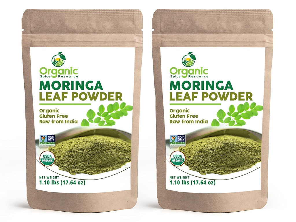 Powder Moringa Organik - 35.28 oz 124; Paket dari 2: 124; Organisasi USDA, Non-GMO, Kosher, Halal, Moringa Olifera Powder - 100% Raw dan Natural, oleh OSR