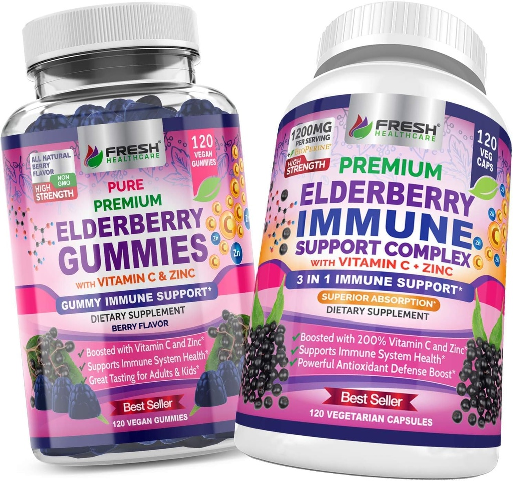 KEPALA FRESH Elderberry Gummies dan Elderberry Immune Duplex Dukungan