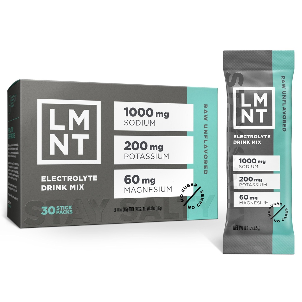 LMNT Zero Sugar Electrolytes - Raw Unflafedored Salt 124; Drink Mix 126; 30- Count
