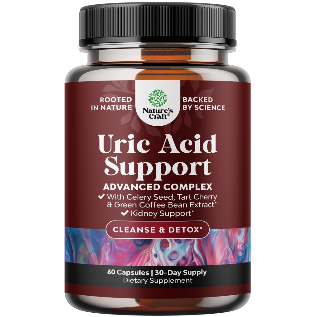 Green Coffee Bean Extract for Uric Acid Cleanse & Detox - Green Coffee Beans with Turmeric, Tart Cherry & Celery Benih untuk Dewasa - Daily Uric Acid Flush for Joints Duction & Ginny Cleanser - 60 Ct