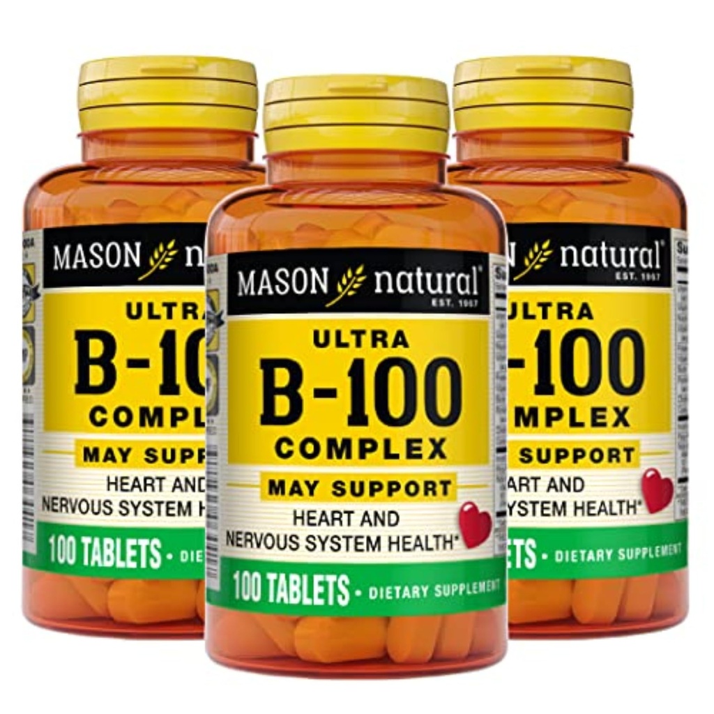MASON NATURAL Ultra B, 100 Kompleks, 300, Day Supply, untuk Dukungan Ammune Normal dan Metabolisme Energi, 3 Pack