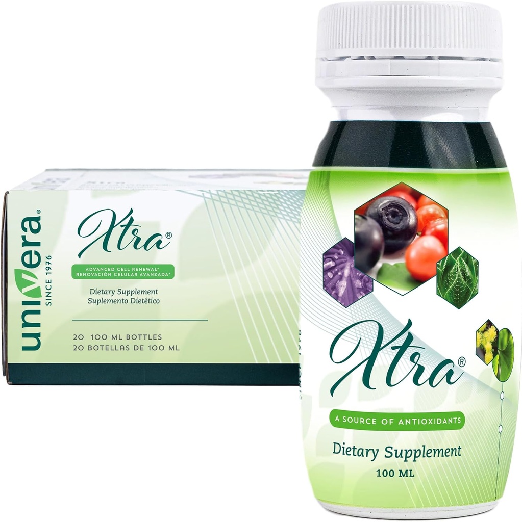 Univera Xtra Minis, Multimineral fruites Complex, 15 Natural Ingredictions, Stress Management, Focus & Clarity, Comfort Gabungan, Antioksidant Protection - 3.38 Fl Oz (Paket 20)