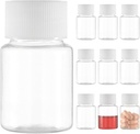 Small Clear Pill Bottle, Plastic Medicine Pill Bottle, Mini Plastic Clear Reagent for Liquid Powder Cylindrical Container (10 pcs, 30ml)
