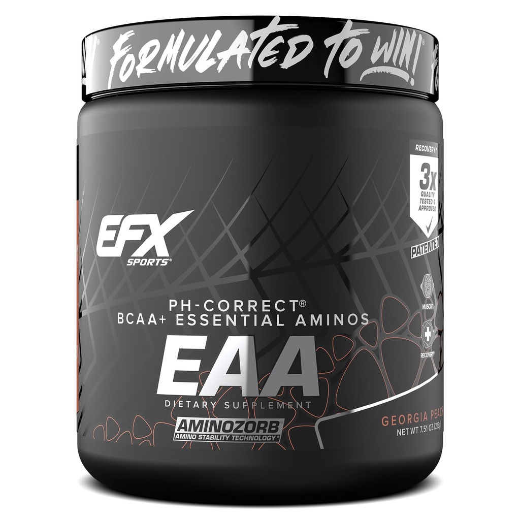 Pelatihan Olahraga EFX EAA 124; Ensitious Amino Acids Supplemen 124; Energy & Protein Synthesis 124; Pre, Intra, atau Post Workout 124; 40 Servings (Georgia Peach)