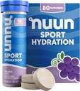 Nuun Sport Electrolite Tablet dengan Magnesium, Kalsium, Potasium, Chloride & Sodium, Gluten Free & Vegan, Grape, 8 Pack (80 Servis Total)