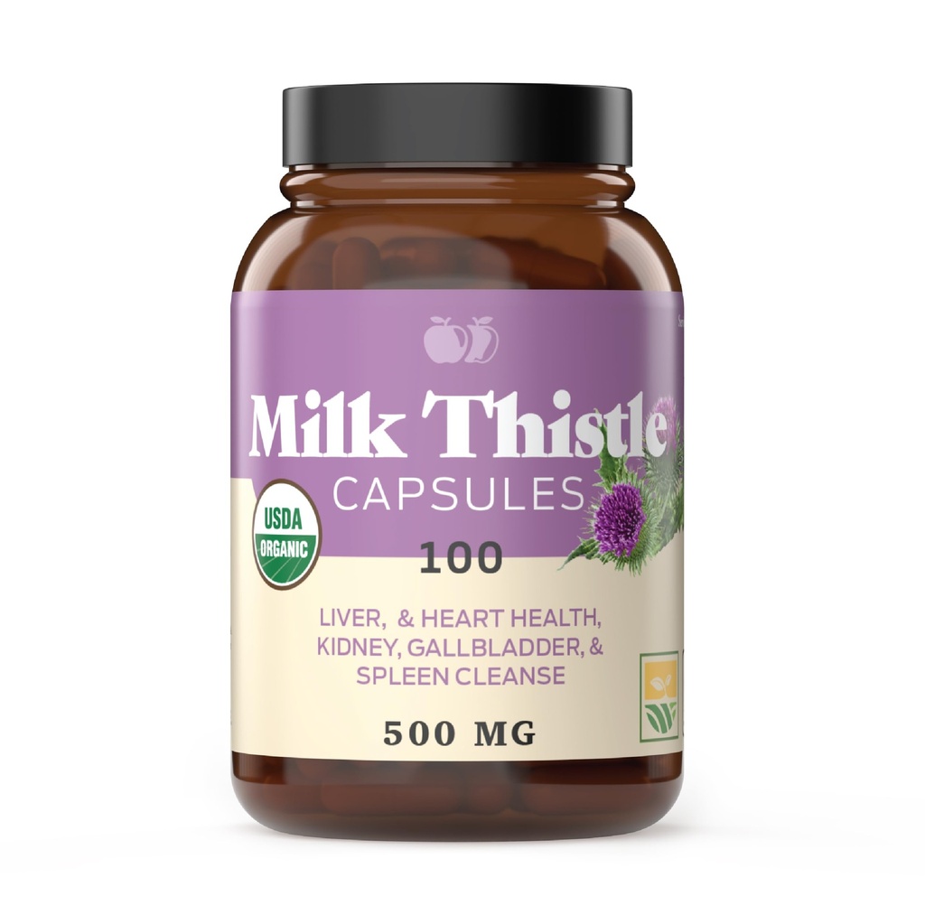 Complete Natural Product Pure Organic Milk Thistle Kapsul - 500 mg Silymarin Powder 100 Pil