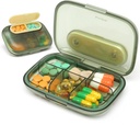 Toplive 6 Kompartemen Kasus Pill Kecil Travel Pill Organizer Pocket Travel Case Portable Pil Kecil Kontainer dengan Magnet Light- Bukti Kotak Pil Mini, Hijau