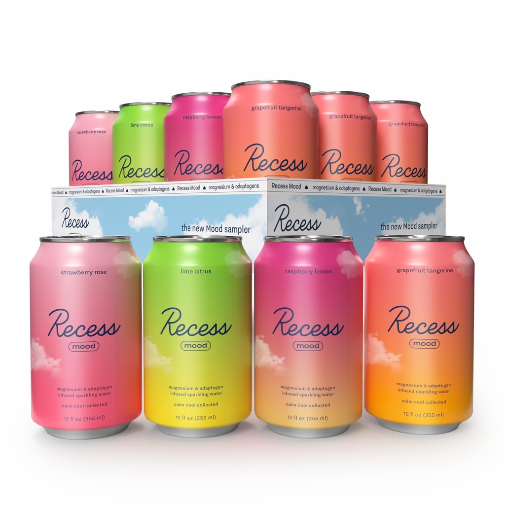 Resor Mood Magnesium & Adaptogen Drink, Relaxation Beverage, 12 Ounce (Variety Pack, 12 Pack)