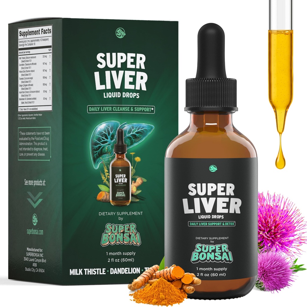 SuperBonsai Super Liver Support dengan Milk Thistle - All Natural Liver Cleanse Detox & Repair Aid