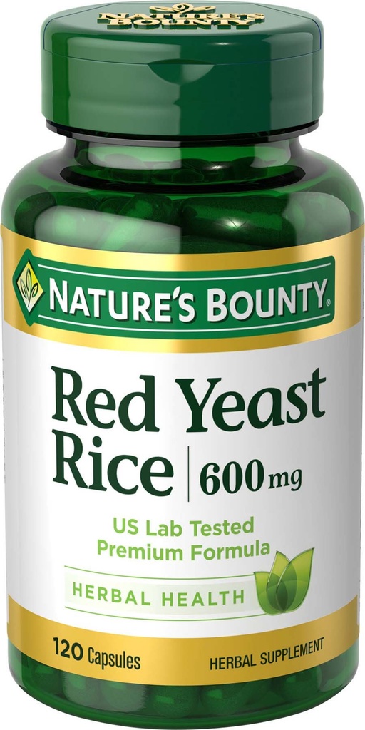 Nature 's Bounty Rice Merah Pil dan Herbal Tambahan Kesehatan, Dietary Addititive, 600mg, 120 Kapsul