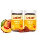 BeLive Organic Omega 3 Gummies - Omega 3 6 9 7 DHA & EPA dari Flaxseed Oil & Sea Buckthorn Fruit Oil, Vegan, untuk Anak-anak & Dewasa, Tubuh Penuh, Otak & Mata Dukungan, Sugar Free - Peach 124; 2