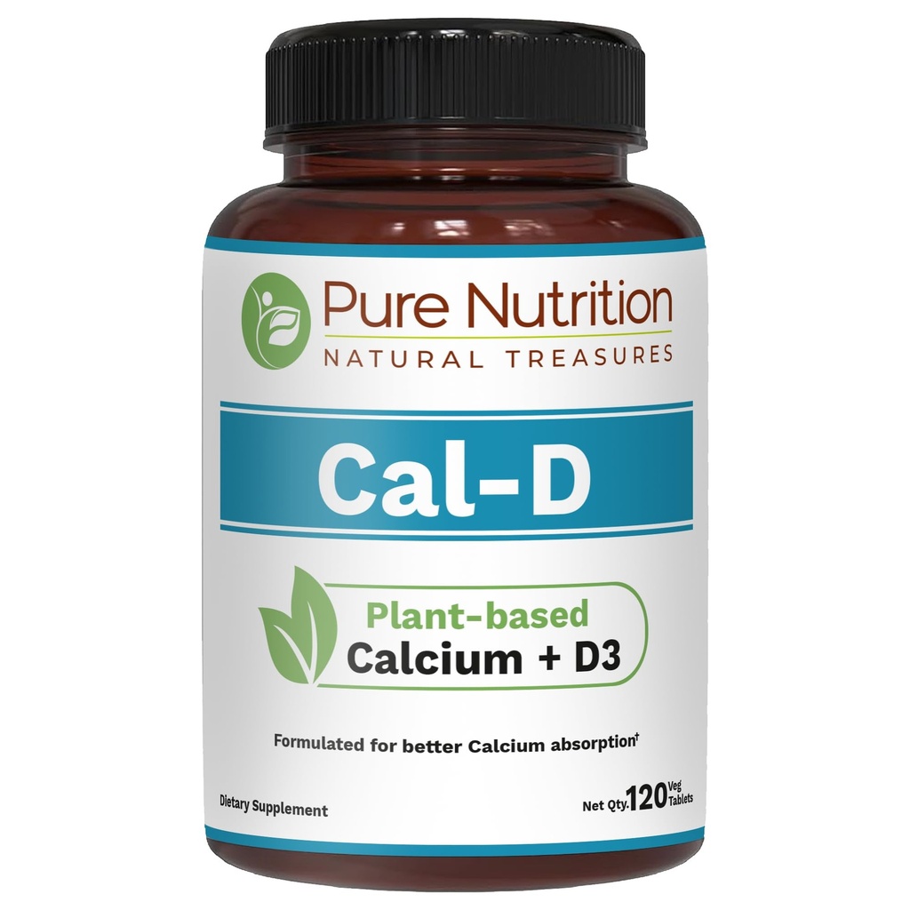 Nutrition Murni Cal D - Tanaman Berdasarkan Kalsium dengan VIT D3 & Magnesium 124; 120 Tabs 14; 500mg Vegan Kalsium per Serving 124; Algae Kalsium Suplemen untuk Bone Health