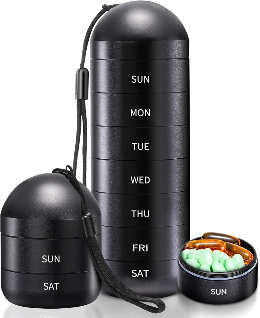 Zannaki Weekly Pill Organizer 7 Day 2 Times sehari, Portable Metal Travel Waitproof AM PM Pill Box, Kontainer Kasus Pil Besar, BPA Free Daily Medicine Organizer Hoder untuk Vitamin, Minyak Ikan, Tambahan