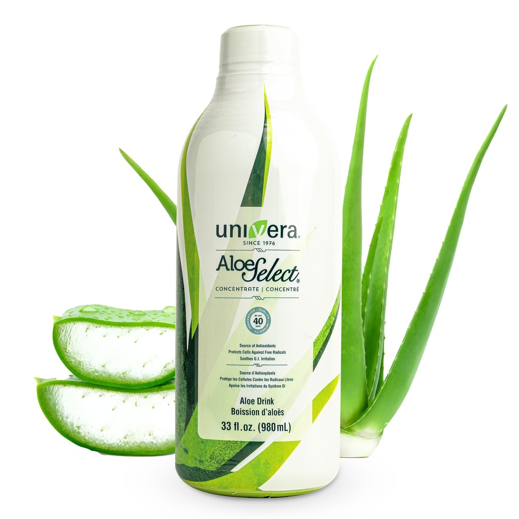 Univera Aloe Vera Juice, Preminum Organic Aloe Vera, 10% Polysaccharide Retention, Digetical Enzymes for Gut Health, Ammune Health, Aloe Flavor - 30 Days Suppply (33 flf oz)