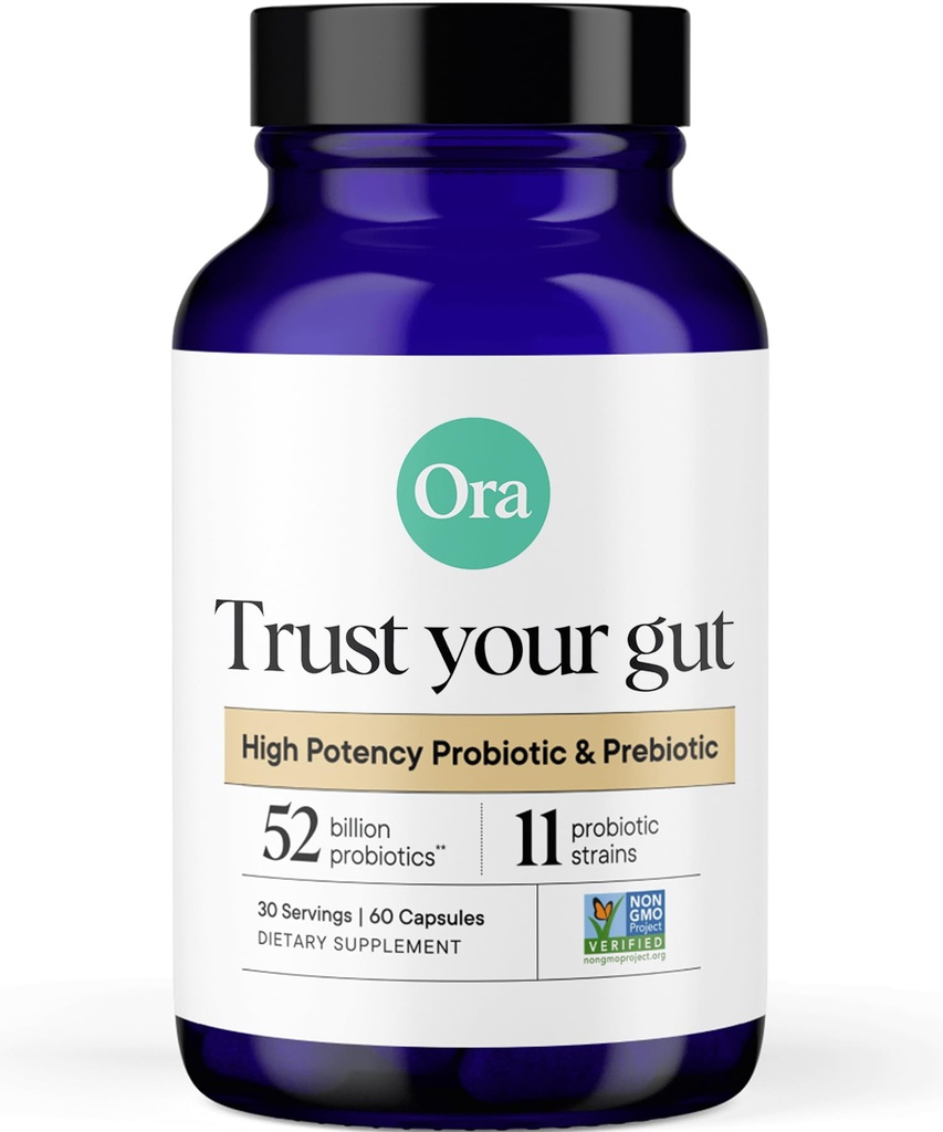 Ora Organik Progories dengan Pregren - 52 miliar CFU 11 Clinically Studies Strains for Digetical Health, Trust Your Gut, Gluten Free, 60 Kapsul