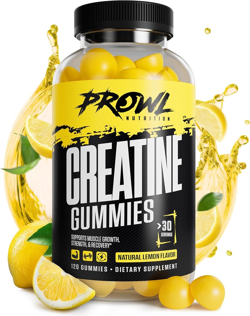 Creatine Monohydrate Gummies - Creatine Gummies for Men & Women - Muscle Growth, Power, & Recovery - Vegan, Non-GMO, & Gluten- Free - Natural Lemon Flavor - (30 Servings, 120 Count)