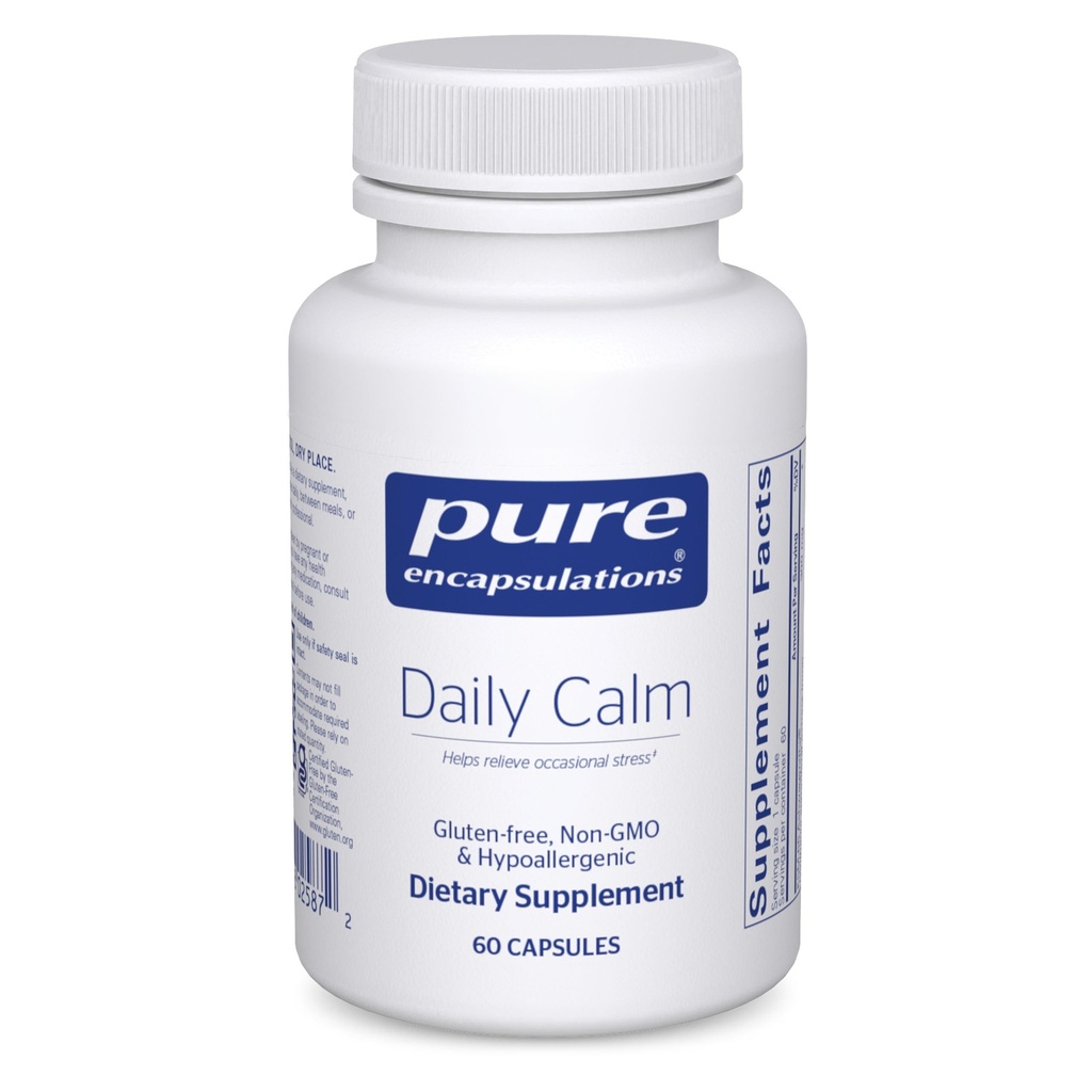 Penambahan Murni di Daily Calm - Vegan Stress & Sleep Supplement - Berisi Ashwagandha, Saffron, GABA & L-Theanine - Non-GMO, Soy- Free & Gluten- 60 Capsules