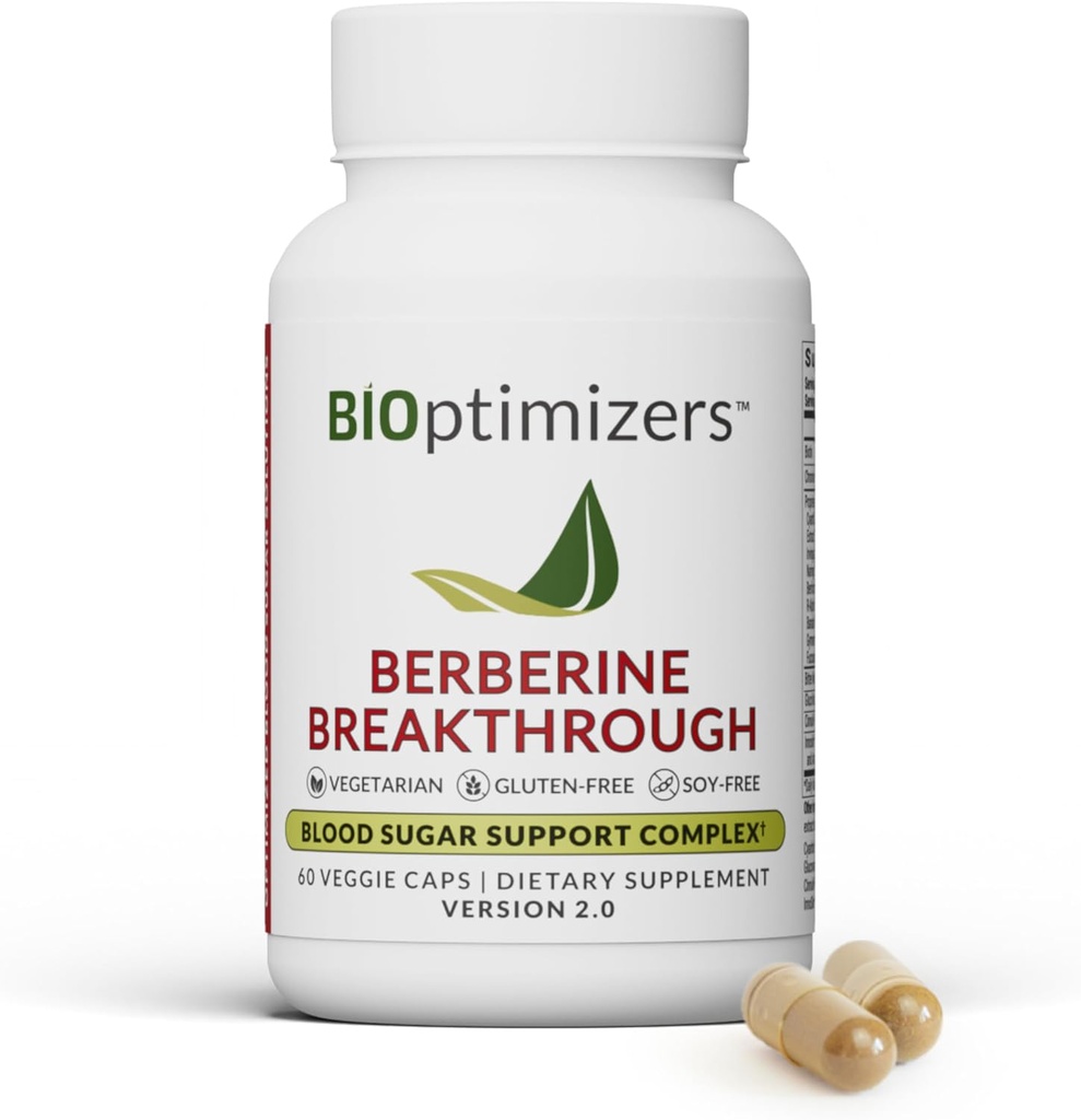 BIOptimizers Berberine Breakthrough 2.0 Suplement, 60 Capsules - Vegetarian, Gluten- dan Soy- Free