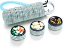 Zannaki Metal Bling Pill Organizer, Travel Waterproof Weekly Pill Box, Portable Large Aluminum Loy Pill Case Container, BPA Free 7 Day Medicine Organizer Hoder for Vitamin, Fish Oil, Suplemen